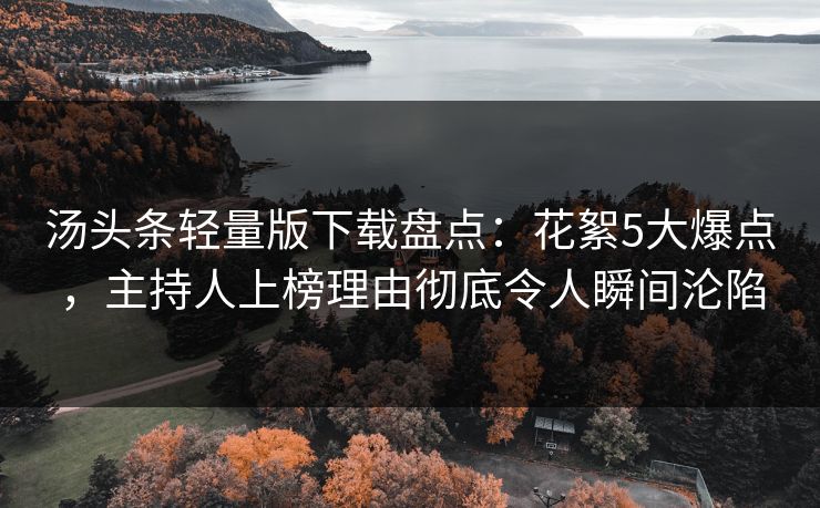 汤头条轻量版下载盘点：花絮5大爆点，主持人上榜理由彻底令人瞬间沦陷