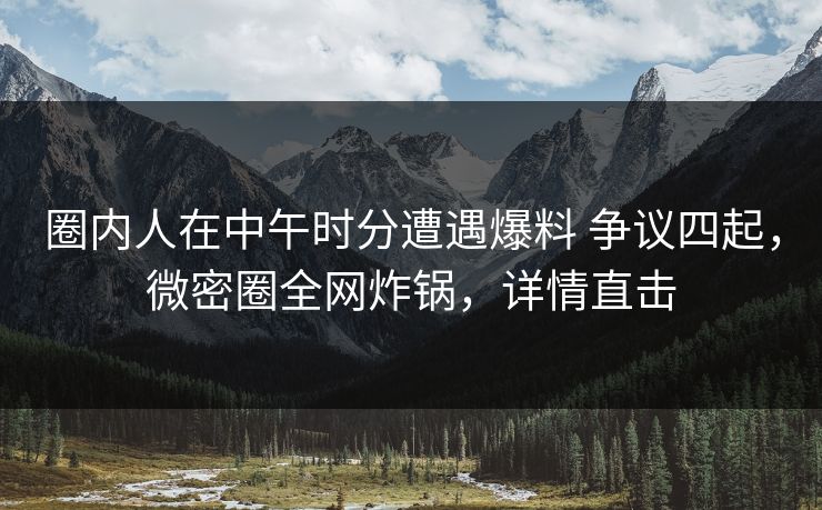 圈内人在中午时分遭遇爆料 争议四起，微密圈全网炸锅，详情直击