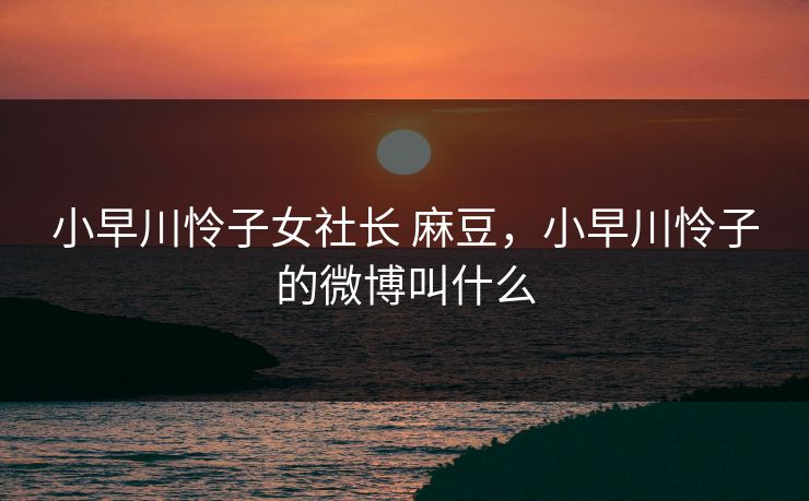 小早川怜子女社长 麻豆,小早川怜子的微博叫什么 小早川怜子女社长 麻豆,小早川怜子的微博叫什么