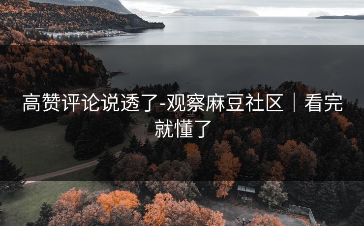 高赞评论说透了-观察麻豆社区｜看完就懂了